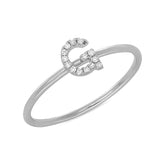 0.05ct 14k White Gold Diamond Lady's Ring - Letter G